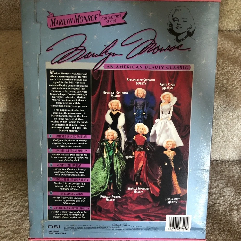 Marilyn Monroe Collector's Series Doll in Blue & Purple Feathered Gown